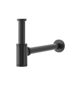 Sifão Metálico Com Copo Para Banheiro (Line Preto)